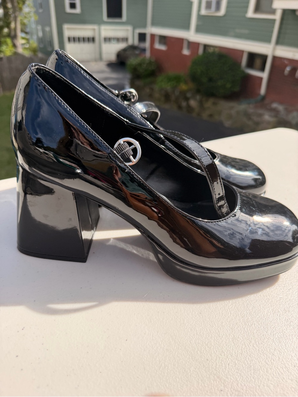 Madden Girl Black Patent Mary Jane Block Heels
